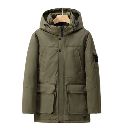 Compass Top Patch Italian Luxury Style  men's Solid color pointy collar single-breasted quilted jacket Nylon Grade 3 waterproof.