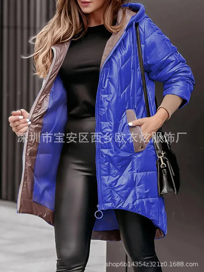 Herbst Winter 2025, neue Mode für Damen, lässig, trendig, täglich, einfach, Basic, langärmelig, mit Kapuze, Steppmäntel, weibliche Kleidung, Parkas