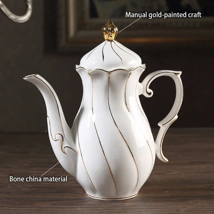 Gold Inlay Bone China Coffee Set Europe Porcelain Tea Ceramic Pot Creamer Sugar Bowl Teapot Cup Mug Coffeeware.