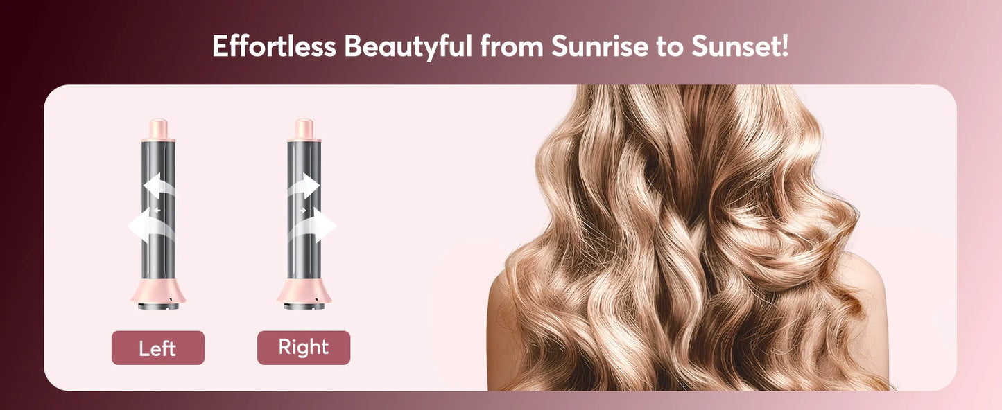 5 in 1 High-Speed Hot Air Styler Frizz-Free Fast Drying No Heat Damage Hair Dryer Curl Volumize Straighten with Travel Bag.