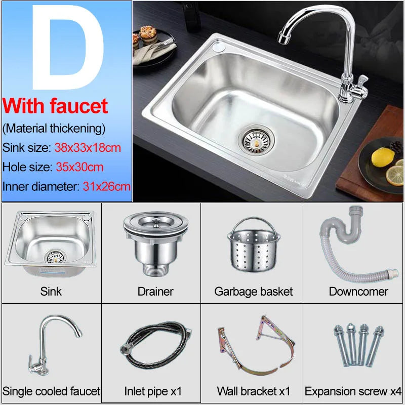 Verdickter Einzelschlitz aus Edelstahl 304 mit Halterung zum Aufhängen an der Wand, Waschbecken, Balkonbecken, Küchenwaschbecken, Waschbecken