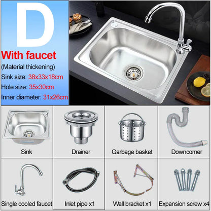 Verdickter Einzelschlitz aus Edelstahl 304 mit Halterung zum Aufhängen an der Wand, Waschbecken, Balkonbecken, Küchenwaschbecken, Waschbecken