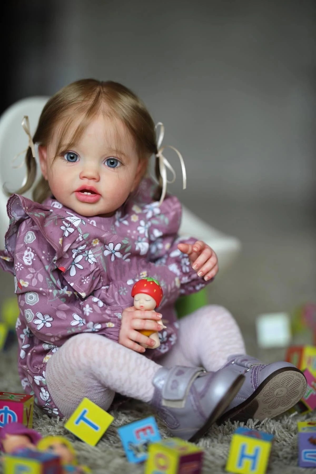 NPK 24Inch Newborn Baby Toddler Doll Reborn Lottie Princess Girl Lifelike Soft Touch 3D Skin Art Doll with Hand Rooted Hair.