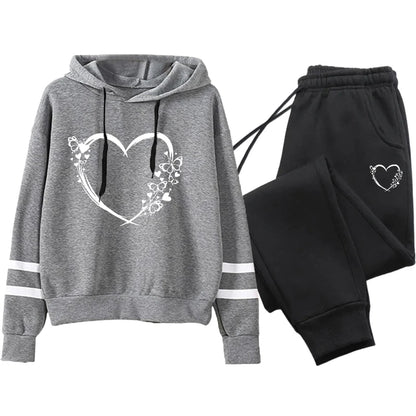 Loose and Comfortable Two Piece Set for Women Stripe Women's Tracksuit 2025 Women's Sports Suit Casual Hoodie Daily Jogging Sets.