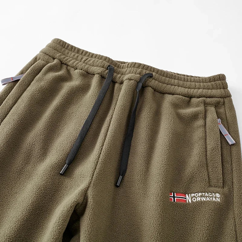 Men's Wool Sweatpants 2024 Winter New Thickened Double-Sided Fleece Casual Trousers Jogger Men's Outdoor Down Cotton Warm Pants.