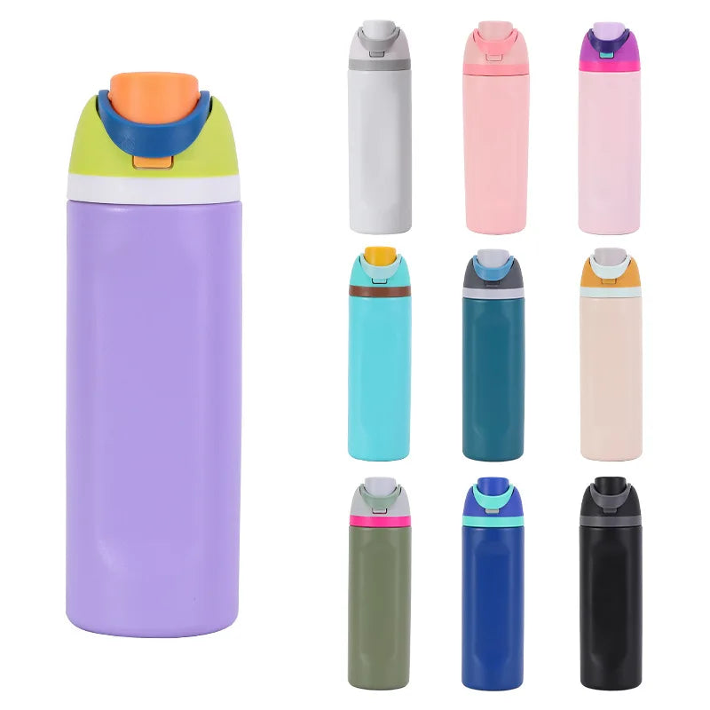 16/19/24/32OZ New 304 Stainless Steel Fitness Cup with Handle, Macaron Colored Insulated Bottle Large Capacity Straw Fruit Cup.