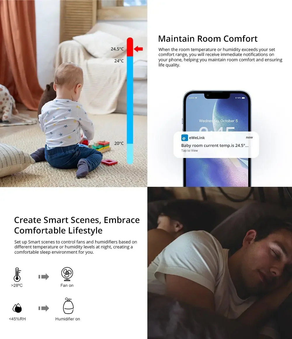 SONOFF SNZB-02P SNZB 02P Zigbee Temperature and Humidity Sensor Sonoff ZB Bridge-P Thermometer Detector Smart Home Via Ewelink.