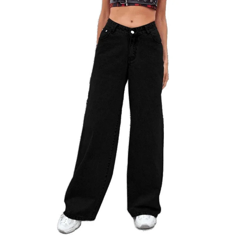 High Waist Wide Leg Straight Jeans Women's Light Washed Loose Fit Large Size Casual Trousers Imported from China.