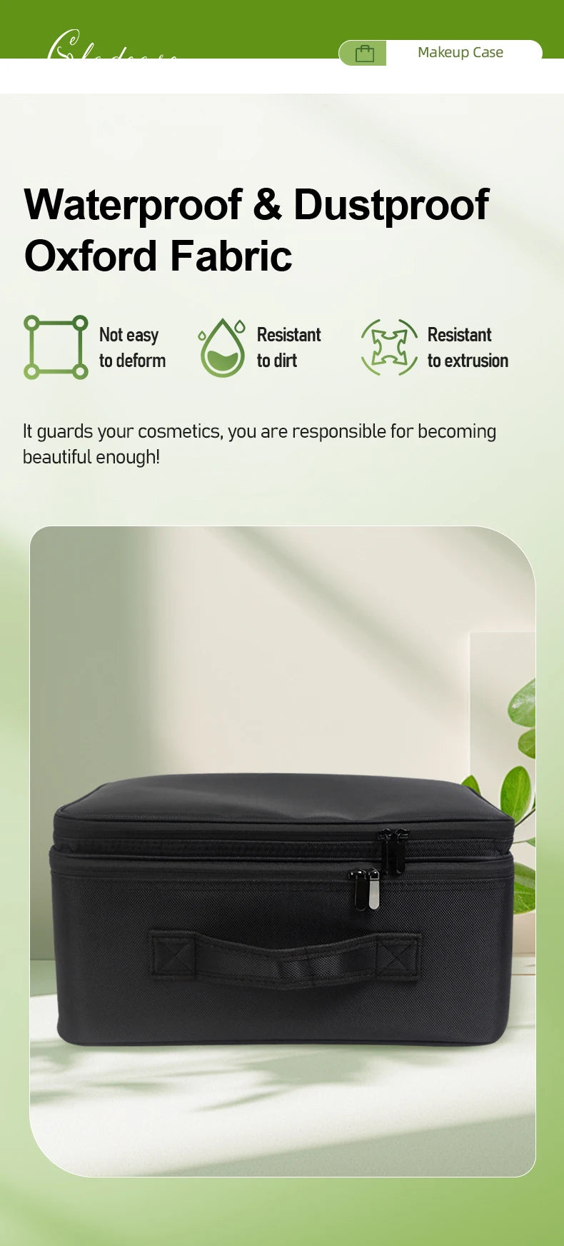 GLADCASE Makeup Case Large Waterproof Makeup Toolbox Professional With Brush Holder Beauty Cosmetic Suitcase Make Up Organizer.