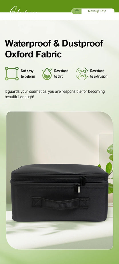 GLADCASE Makeup Case Large Waterproof Makeup Toolbox Professional With Brush Holder Beauty Cosmetic Suitcase Make Up Organizer.