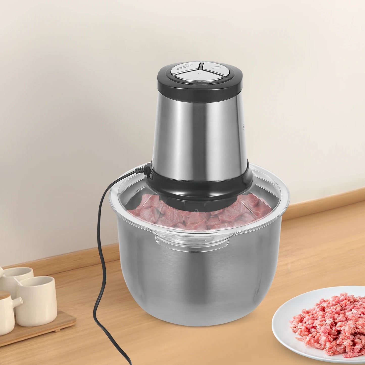 800W Stainless Steel Kitchen Meat Grinder, Electric Meat Grinder, Kitchen Lamb, Beef, Pork Minced Meat Mixer.