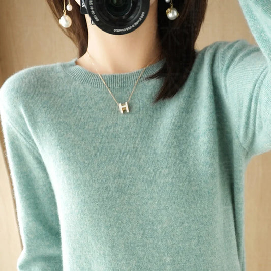 Herbst und Winter Kaschmirpullover Damen Rundhalspullover lässig gestrickt Top Damen kurze Unterwolle Mode 18 Farben