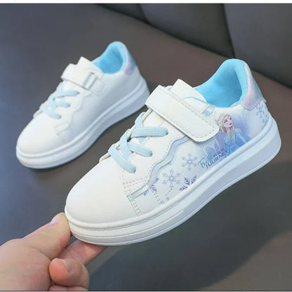 Disney Kids Girls Shoes 2024 New Children Sneakers Girls Elsa Frozen Princess Casual Sport Shoes Student Shoes Teen Shoes.