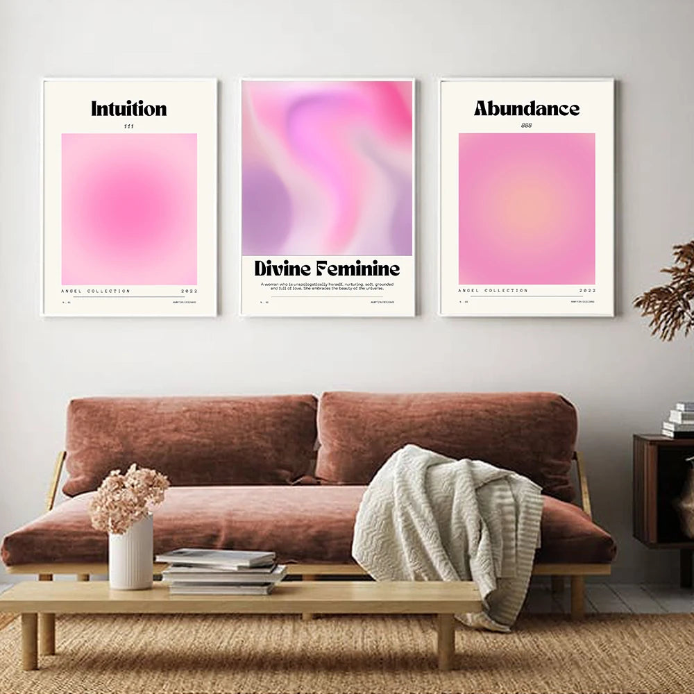 Pink Gradient Aura Spiritual Affirmation Wall Art Canvas Painting Nordic Posters And Prints Wall Pictures For Living Room Decor.
