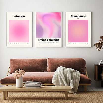 Pink Gradient Aura Spiritual Affirmation Wall Art Canvas Painting Nordic Posters And Prints Wall Pictures For Living Room Decor.