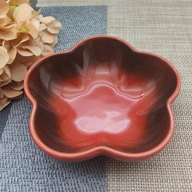 5'' Elevated Flower Design Ceramic Cat Bowl, Pet Food Dish, Small Dish Dip Dish, Deep Feeders, for Home Kitchen Supplies Gift.