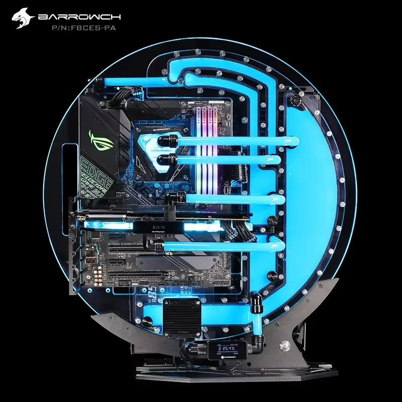 Barrowch STAR1 Series Circular Water Cooling Case, Limited Edition Gamer DIY House,PC Computer Open Chassis FBCES-PA