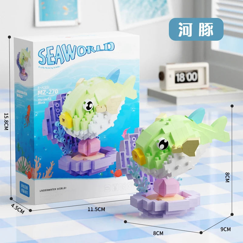 Marine Animals Micro Particle Building Blocks Toys for Children 6 to 10 Years Animal Diy Assembled Toys Puzzle Games Child Gifts.