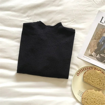 2025 Women Turtleneck Knitted Pullovers Solid Sweater Harajuku Korean Soft Warm Knitwear Autumn Winter Fashion Slim Jumpers Tops.