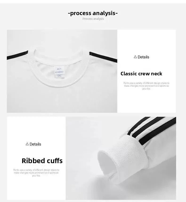 Autumn Winter round Neck Sweatshirt Men Loose Sports American Casual Cotton Fleece Versatile Comfortable Men's Set.