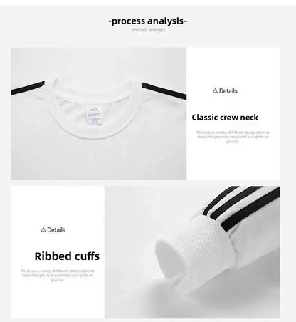 Autumn Winter round Neck Sweatshirt Men Loose Sports American Casual Cotton Fleece Versatile Comfortable Men's Set.