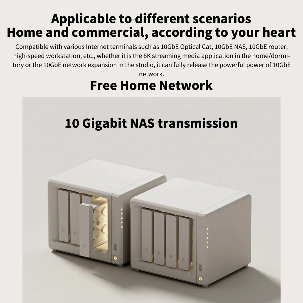 2025 NEW Xiaomi 10G Ethernet Switch 4×2.5G+2×10GMbps Mini Network Switches VLAN Ethernet Splitter Lan Router 6 Ports Hub Switch.