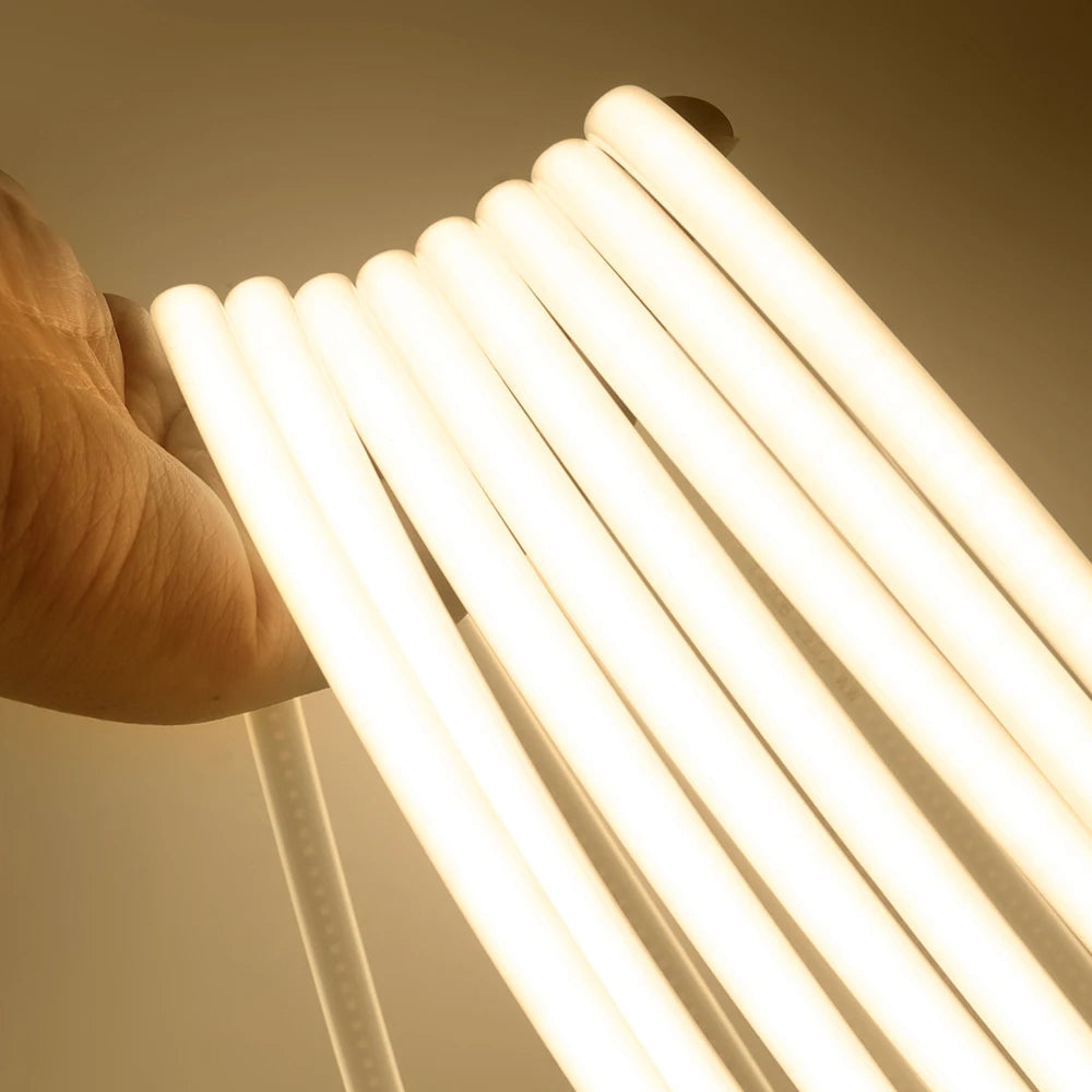 220V Dimmable COB LED Neon Strip Light Dimmer Switch Plug Kit Waterproof 288 LED Flex Tube Lamp Hight Bright Warm/Natural White.