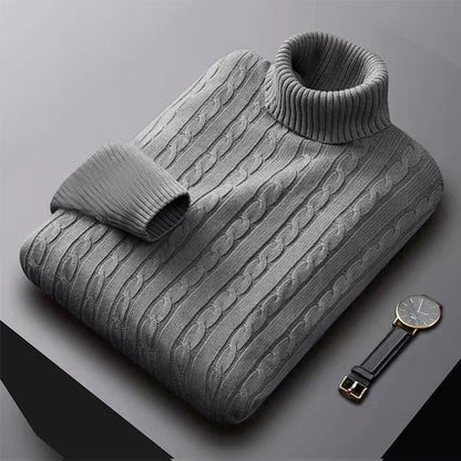 2025 New Men's High Neck Sweater Solid Color Pullover Knitted Warm Casual Turtleneck Sweatwear Woolen Mens Winter Outdoor Tops.