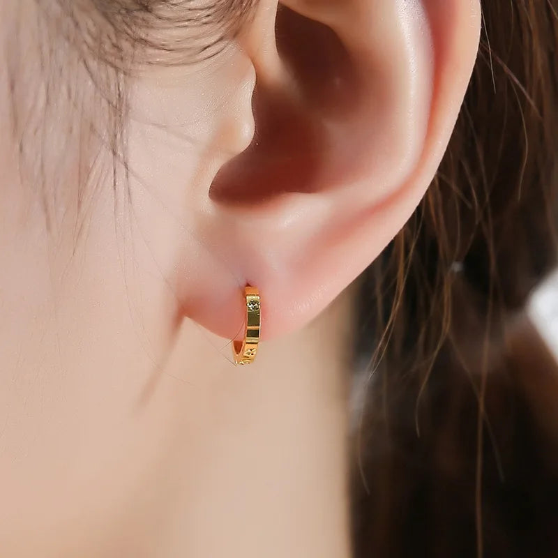 Trend Ear loops Shining Real 18k Gold Ear Buckle for Woman High-quality Luxury AU750 Earring Party Banquet Fine Jewelry.