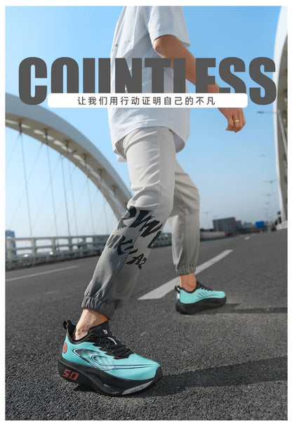 Men's Sports Shoes Cushioning Non-Slip Flat Wear Resistant Sneakers Mesh Breathable Platform Soft Running Shoes for Man.