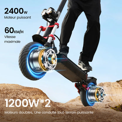 iScooter iX8 12 inch Electric Scooter 2400W Dual Motor Off Road E-Scooter 20Ah 60km/h Scooters 70km Max Range Foldable EScooters.