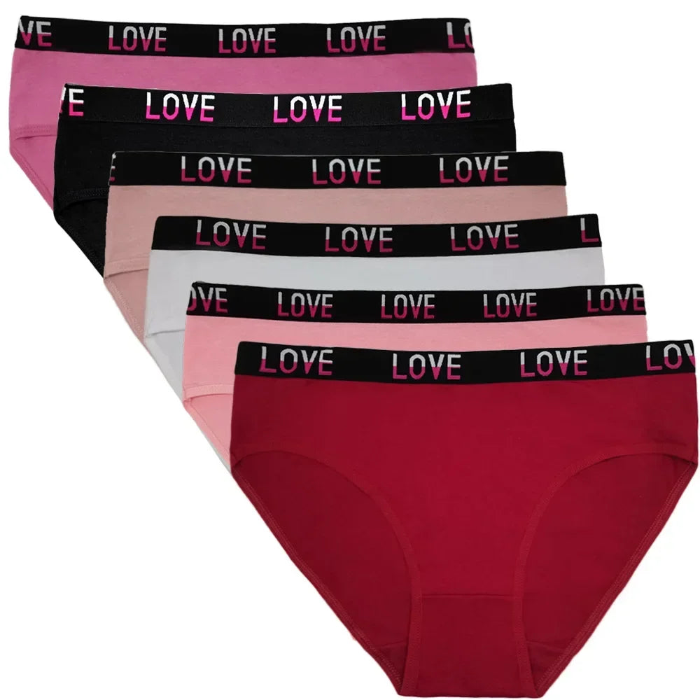 Cotton Underwear Women Panties Plus Size Briefs Female Knickers Lady Lingerie High Waist Wide Belt Underpants 6 Pieces/Lot.