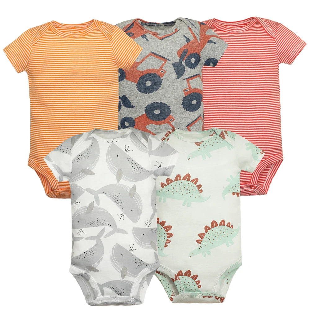5 stück Unisex Baby Bodys Mode Körper Anzüge Kurzarm Neugeborenen Overall Cartoon Baby Junge Mädchen Kleidung Set Sommer.