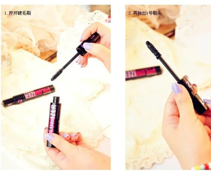 Make up 2in1 Double Purpose Mascara Waterproof and Sweatproof Curling Brushes Makeup Eye Fiber Mascara Eyelash Eyelashes Black.