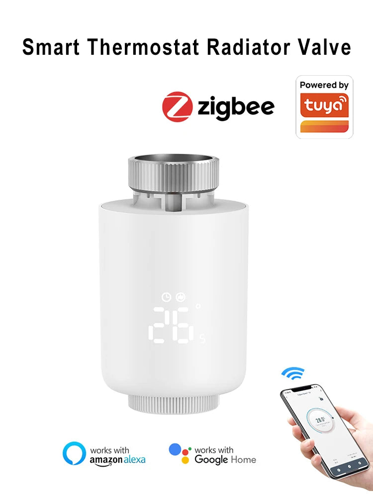 Tuya ZigBee Thermostat Radiator Actuator,Smart TRV Thermostatic Valve Temperature Controller Support Alexa Google Home.