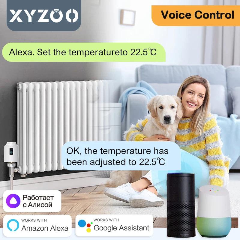 WiFi/Ble/Zigbee Tuya Smart TRV Radiator Actuator Valve Thermostatic Radiator Valve Temperature Controller Alexa Google Home.