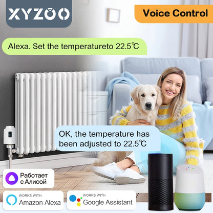 WiFi/Ble/Zigbee Tuya Smart TRV Radiator Actuator Valve Thermostatic Radiator Valve Temperature Controller Alexa Google Home.