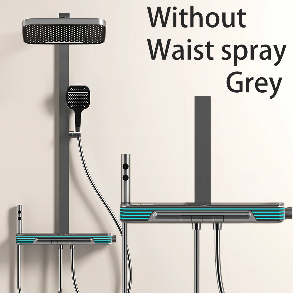 Bluetooth Music Digital Bathroom Shower System Ambient Lighting thermostatic Digital Bathroom Shower Set Faucets Accessories