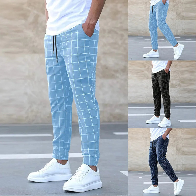2025 neue Frühling Herbst Casual Hosen männer Plaid Kordelzug Lose Hosen Trend Streetwear Jogginghose Männlichen Business Sport Hosen.