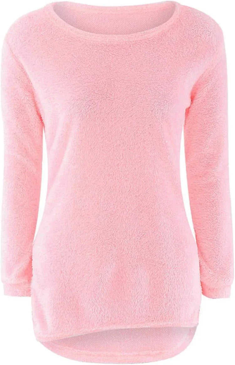 Frauen warmen Pullover einfarbig o Hals lose Baumwolle gestrickt Pullover langen Pullover lässig übergroße Bluse Damen Hipster Kleidung