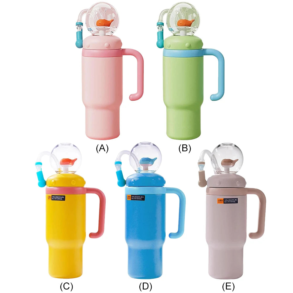 24oz Stainless Steel Whale Fountain Tumbler Straw Water Cups Kids Adults Travel Water Bottles Whale Water Cups Car Water Bottle.
