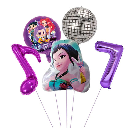 1 Set Kpop Dämonenjäger Thema Ballon Mädchen Alles Gute zum Geburtstag Party Dekoration Kinder Baby Dusche Geschenke Lieferungen