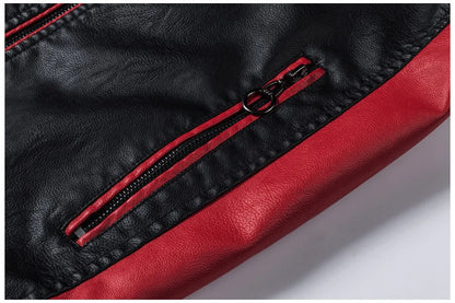 M-5XL Plus Size Men's Motorcycle Leather Jacket Winter Warm Stand Collar PU Biker Coat Casual Streetwear Fleece Lined Outerwear.