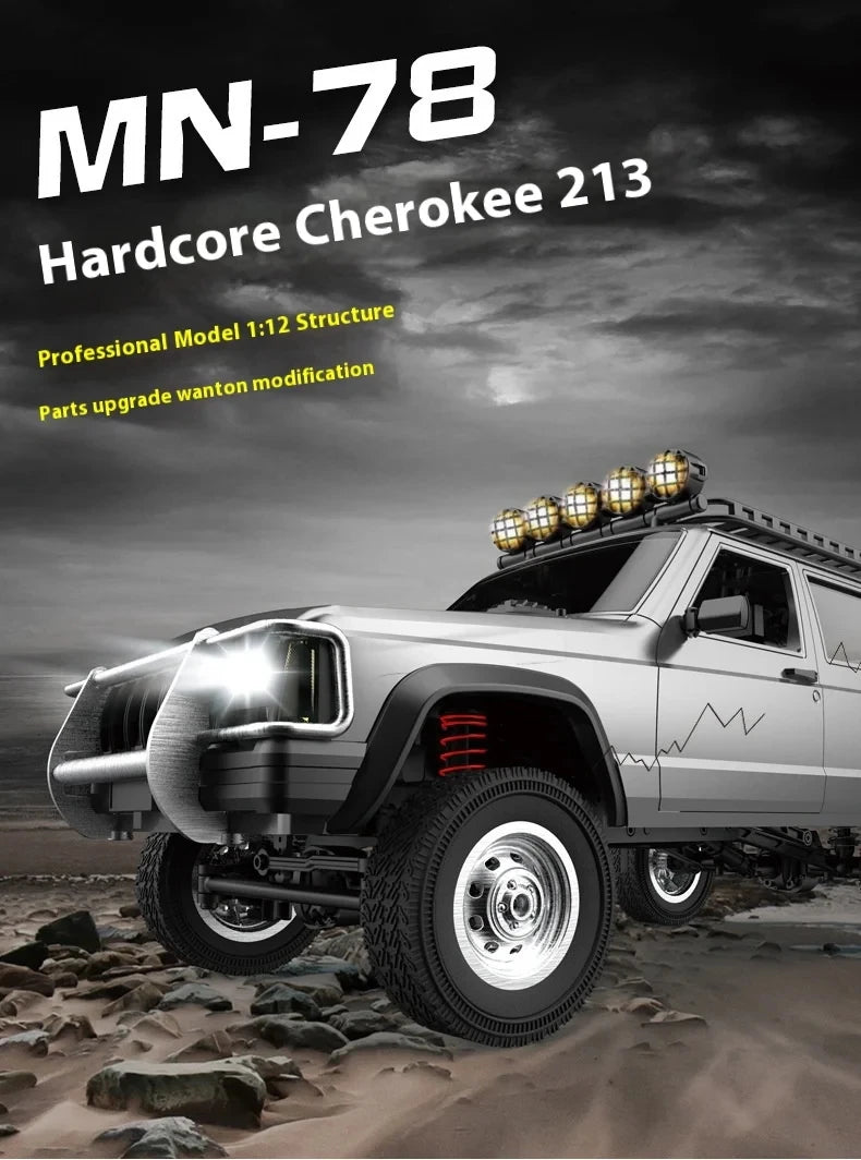 1:12 MN78 4WD Off-Road RC Car 2.4G Full Scale Short Truck With Headlights 280 Motor Real Scale Remote Control Toy Car Model.