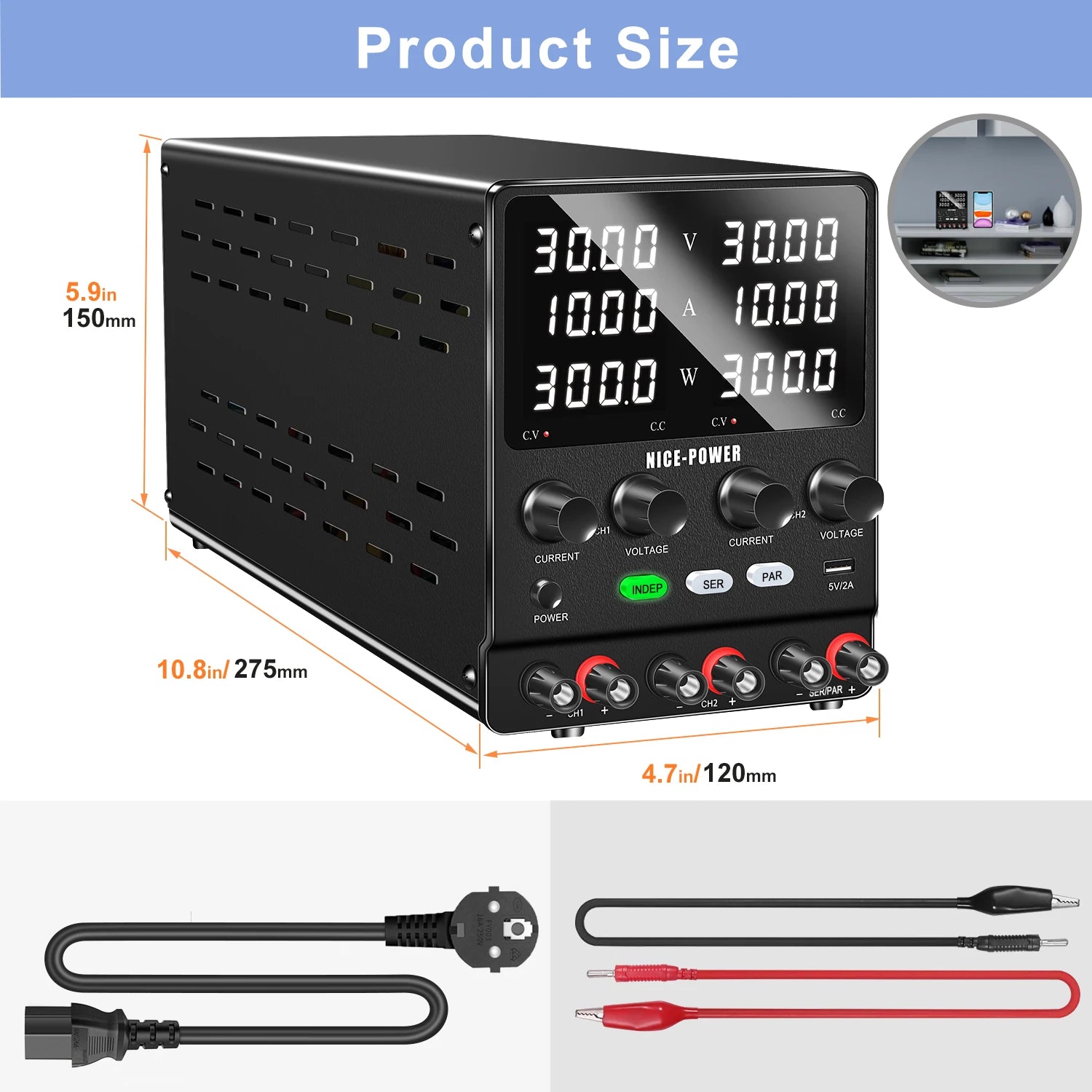 4 in 1 Lab Dual Power Supply 3 Model PAR/SER/INDEP Adjustable Power Source 30V 10A 60V 5A Voltage Stabilizer Switching USB 5V 2A.