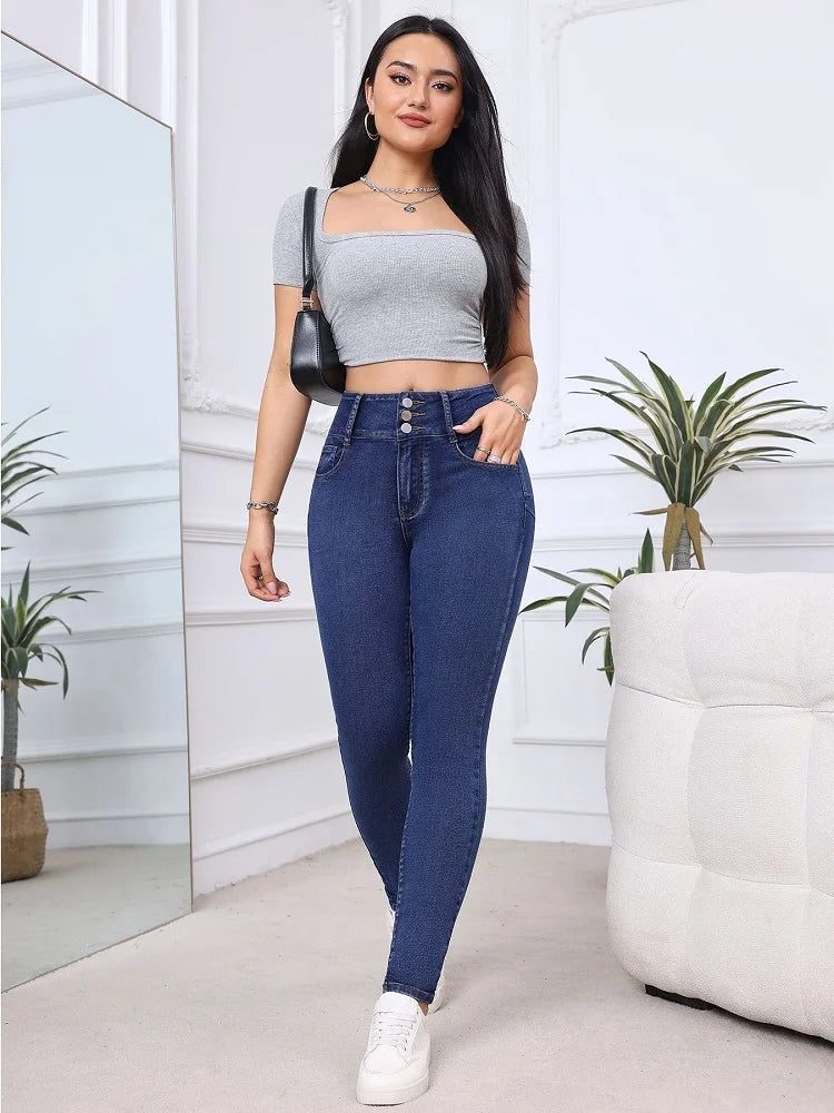oversized spring summer autumn casual skinny jean vintage jeans woman 2025 denim trousers pencil pants.