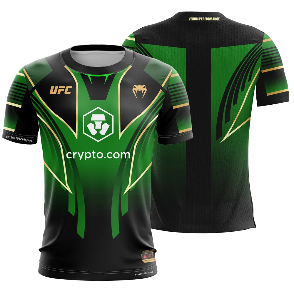 Men's Training UFC Breathable Sportswear T-shirts Outdoor Male Leisure Short-Sleeved Jersey Boys Running Fitness Tops.