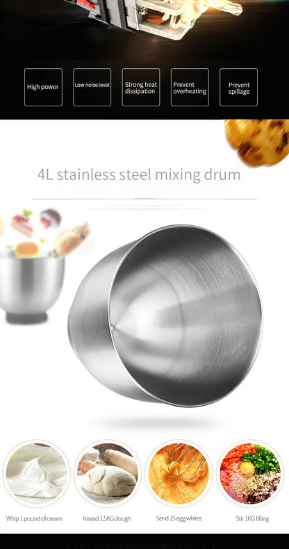 DIVEDEER 5L Multifunctional Chef Machine Household Automatic Dough Kneader Flour Mixer Blender Egg Whisker EU Compatible.
