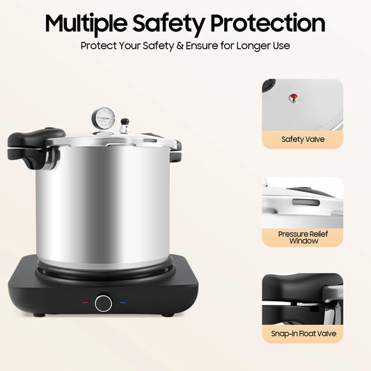 23 Quart Pressure Canner Cooker Pot Explosion Proof Pressure Cookers Pressure Pot  for Steaming and Stewing with Safety Lock.