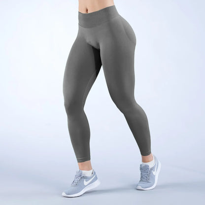 Seamless Women Solid Waist Yoga Pants Three-section Waist Sexy Hip-lifting Tight Sports Pants Fitness Exercise Yoga Pants.